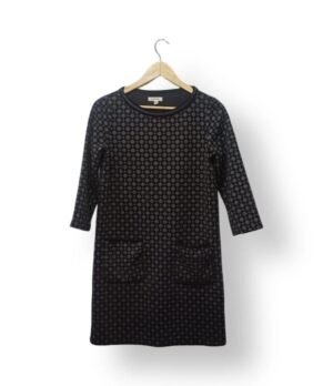 Vestido Max Studio Negro Estampado Mujer XS Manga 3/4 Elegante Casual