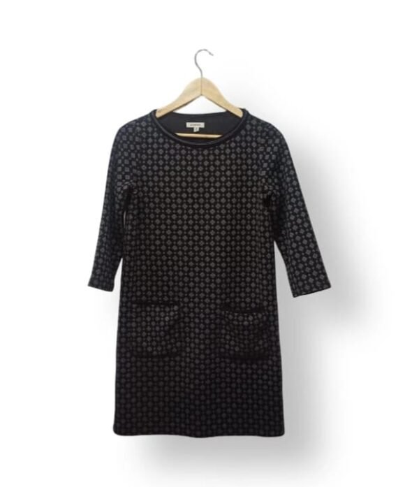 Vestido Max Studio Negro Estampado Mujer XS Manga 3/4 Elegante Casual