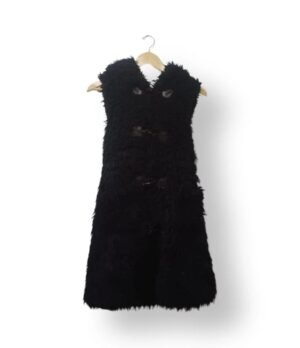 Chaleco Largo de Pelo Negro Mujer Talla L XL Tipo Piel Sintética