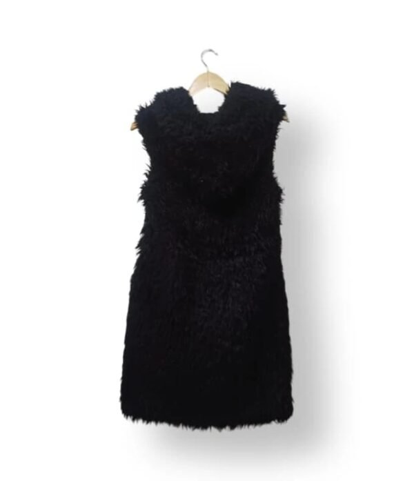 Chaleco Largo de Pelo Negro Mujer Talla L XL Tipo Piel Sintética