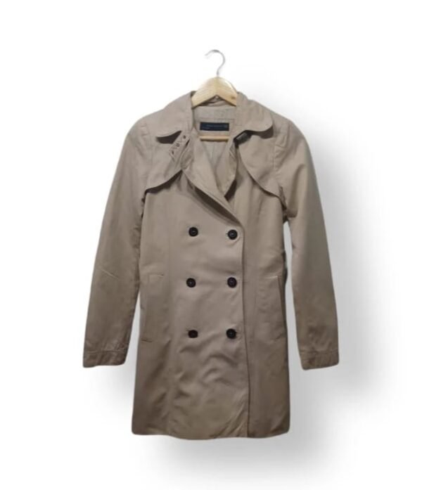 Trench Coat Zara Beige Mujer XS Clásico Doble Botonadura Elegante