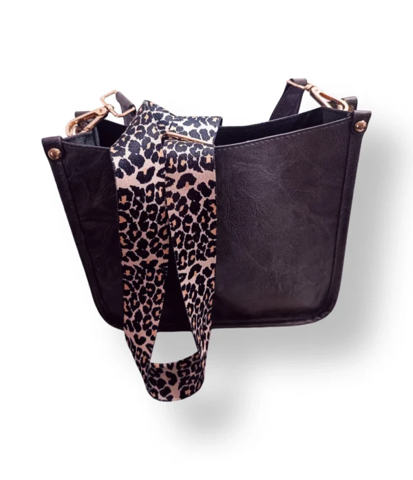 Cartera Gris con Correa Animal Print