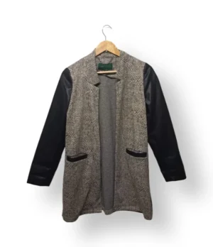 Chaqueta Larga Ma Griffe con Mangas de Ecocuero – Talla 38