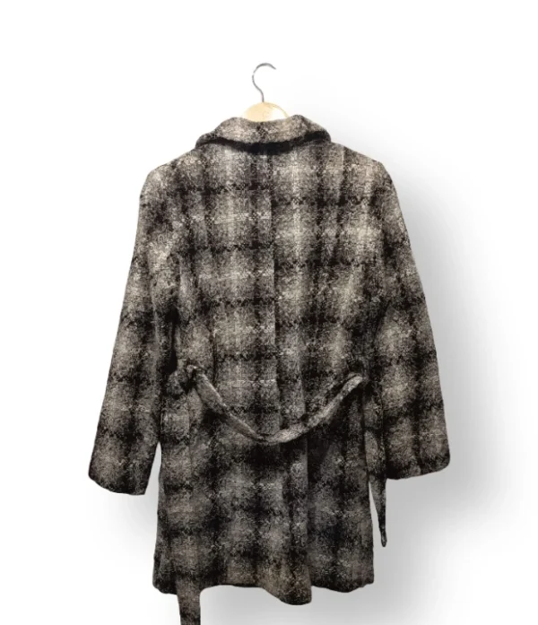 Abrigo Cuadrillé con Lurex y Cinturón – Talla Aproximada S