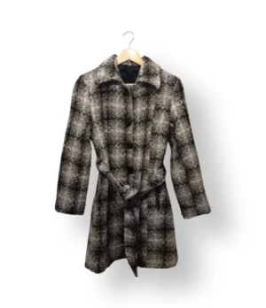 Abrigo Cuadrillé con Lurex y Cinturón – Talla Aproximada S