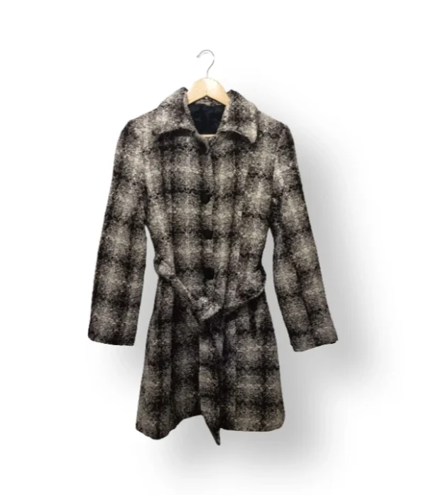 Abrigo Cuadrillé con Lurex y Cinturón – Talla Aproximada S