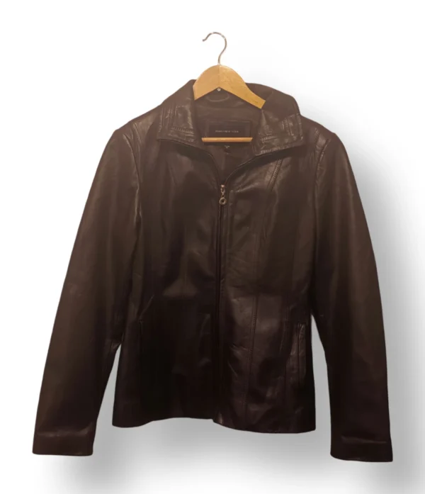 Chaqueta de cuero café Jones New York – Talla M