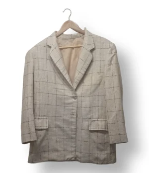 Blazer Largo de Lanilla a Cuadros – Talla Aproximada L