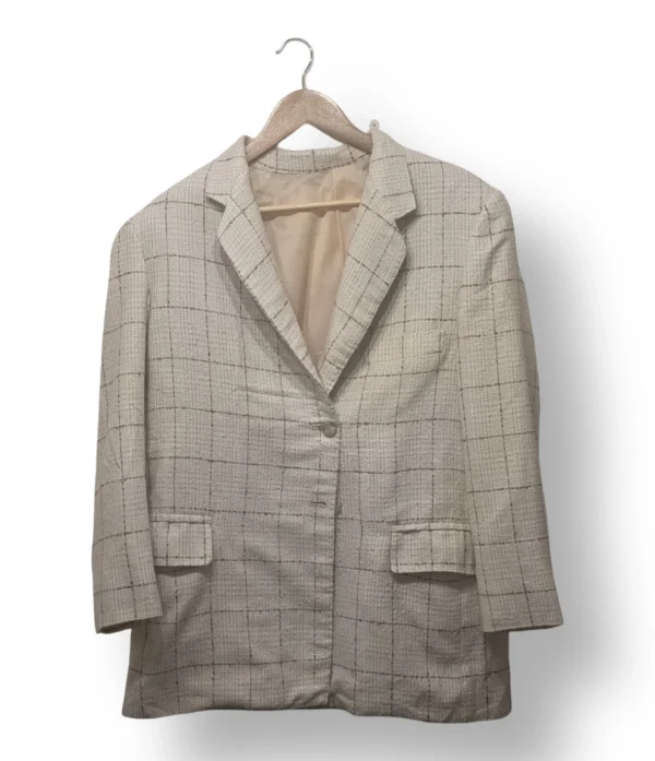 Blazer Largo de Lanilla a Cuadros – Talla Aproximada L