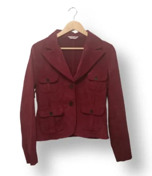 Blazer burdeo de cotelé fino Kenza Fashion – Talla 42