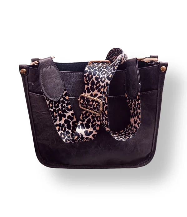 Cartera Gris con Correa Animal Print