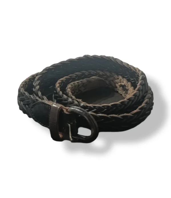 Cinturón Trenzado de Cuero Negro – Talla L/XL